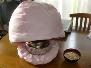 お味噌汁は鍋帽子で作りました